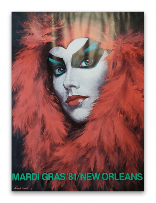 Ausstellungsplakat von Larry Harris zum Mardi Gras 1981