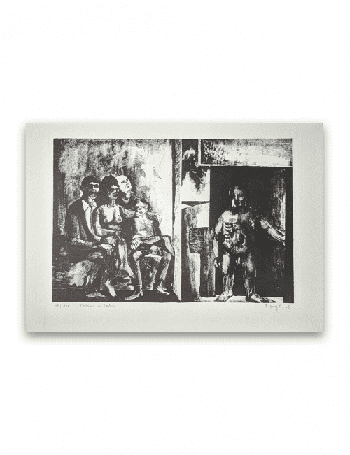 Lithografie von Peter Sorge mit dem Titel: Totem & Tabu